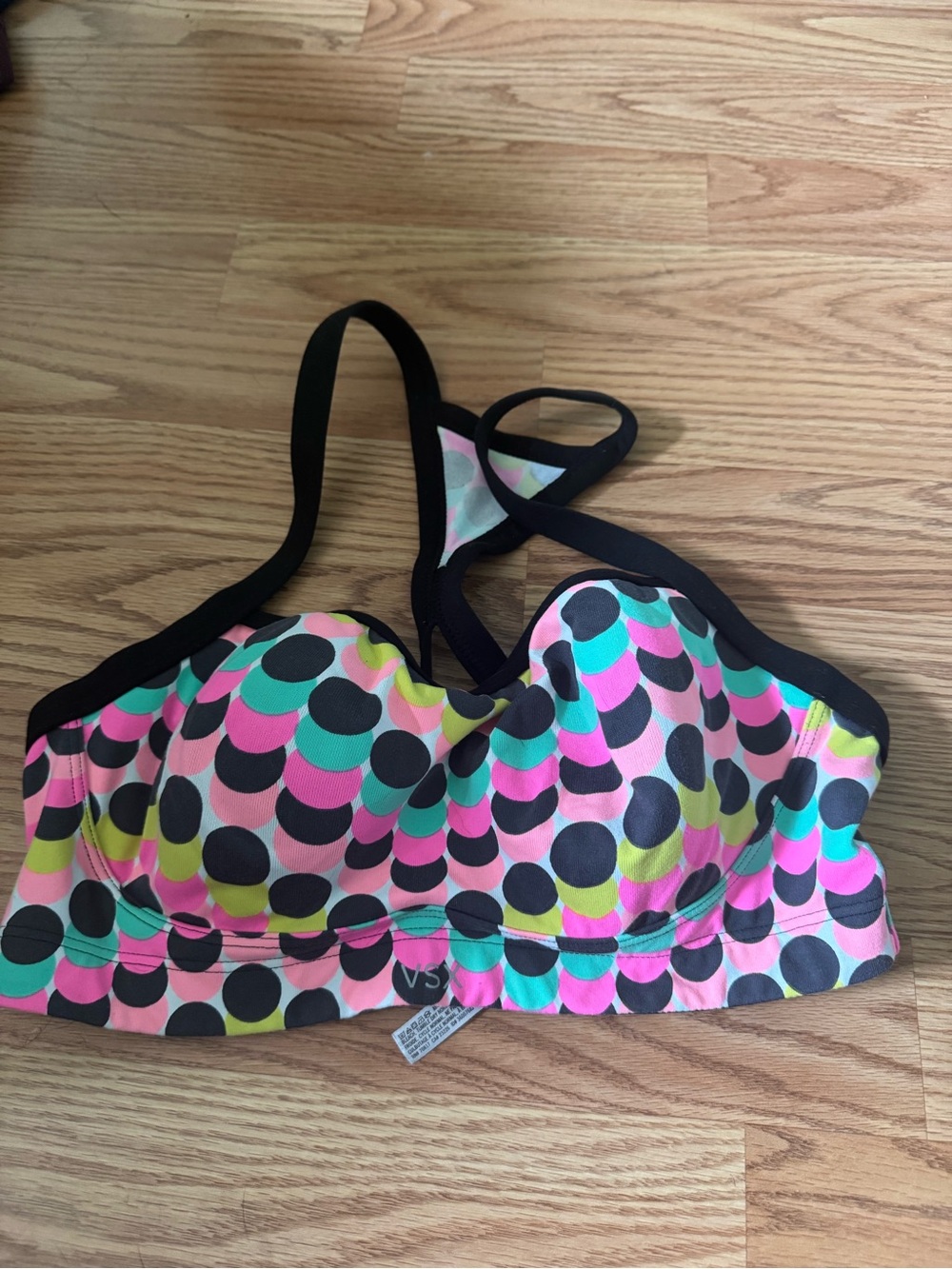 VSX Multicolor Polka Dot Sports Bra - Black Trim